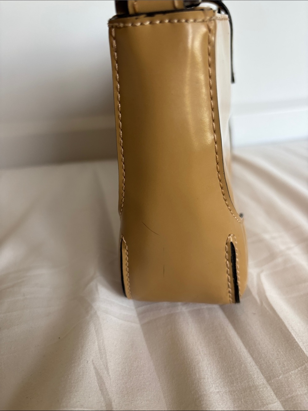 Guess Patent Leather Y2K Shoulder Bag Tan - Picture 5 of 13
